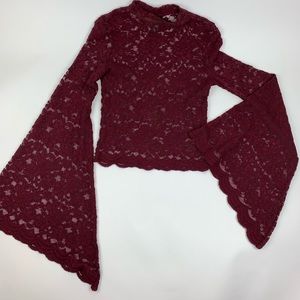 Sheer Lacy Bell Sleeved Top